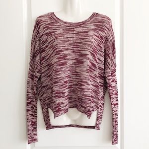 Silence + Noise Long Sleeve Maroon/White Sweater